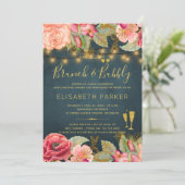 Invitation Aquarelle rose rose brunch marine et bulle (Debout devant)