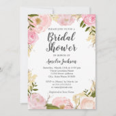 Invitation Aquarelle rose Rose couleur rose Fête des mariées  (Devant)