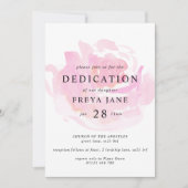 Invitation Aquarelle rose Rose Dédication bébé (Devant)