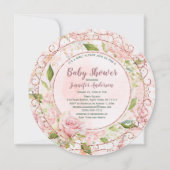 Invitation Aquarelle rose Rose Floral Baby shower or (Devant)
