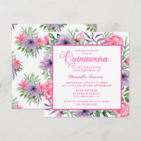 Aquarelle rose rose Floral moderne Quinceañera