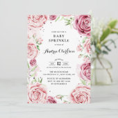 Invitation Aquarelle rose Rose Frame Baby Sprinkine Douche (Debout devant)