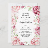 Invitation Aquarelle rose Rose Frame Bridal Brunch (Devant)