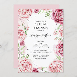Invitation Aquarelle rose Rose Frame Bridal Brunch
