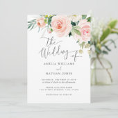 Invitation Aquarelle rose rose moderne Mariage floral (Debout devant)