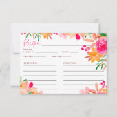 Invitation Aquarelle rose rose orange rose recette de la nupt (Devant)