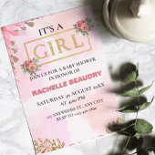 Invitation Aquarelle Rose rose pâle C'est Baby shower fille