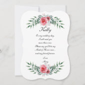 Invitation Aquarelle Rose Rose Pâle Feuillage Décoration Demo (Devant)