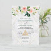 Invitation Aquarelle rose rose pâle Mariage floral Boho (Debout devant)