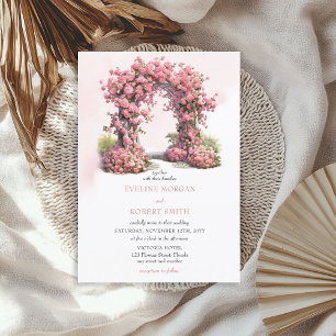 Invitation Aquarelle rose rose pâle roses arche mariage rusti