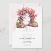 Invitation Aquarelle rose rose pâle roses arche mariage rusti (Devant)