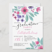 Invitation Aquarelle rose-rose-pourpre (Devant)