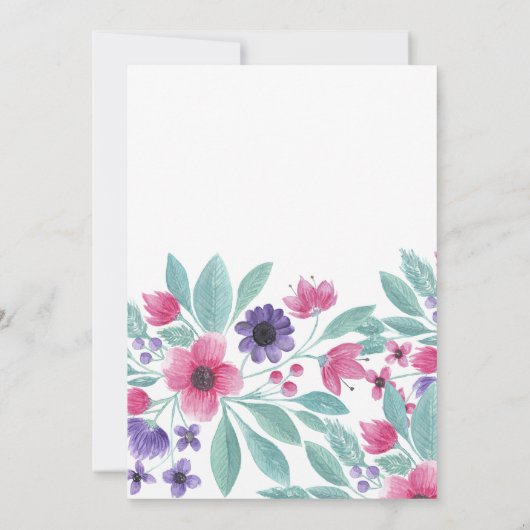 Invitation Aquarelle rose-rose-pourpre (Dos)