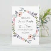 Invitation Aquarelle rose Rose poussiéreuse Cadre floral | MA (Debout devant)