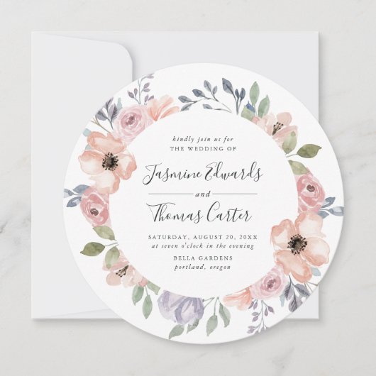 Invitation Aquarelle rose Rose poussiéreuse Floral | Mariage  (Devant)