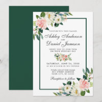 Aquarelle rose rose rose bleu vert Mariage blanc G