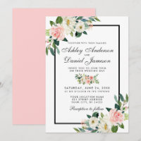 Aquarelle rose rose rose bleu vert Mariage blanc P