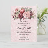 Invitation Aquarelle rose rose rose Mariage en marbre (Debout devant)