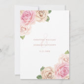 Invitation Aquarelle rose rose rose moderne Mariage floral (Dos)