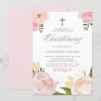 Aquarelle rose rose rose pivoine rose Christening