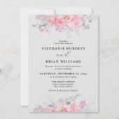 Invitation Aquarelle rose rose rustique Mariage floral (Devant)
