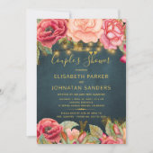 Invitation Aquarelle rose rose vintage marin couples douche (Devant)
