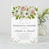 Invitation Aquarelle rose Roses Dîner de répétition romantiqu (Debout devant)