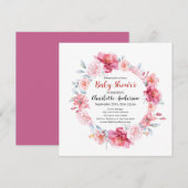 Invitation Aquarelle rose Roses Fleur sauvage Baby shower Boh (Devant / Derrière)
