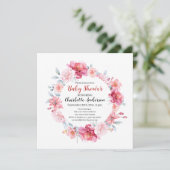 Invitation Aquarelle rose Roses Fleur sauvage Baby shower Boh (Debout devant)