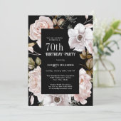 Invitation Aquarelle rose Roses Floral 70e anniversaire (Debout devant)