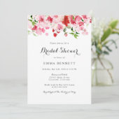 Invitation Aquarelle rose rouge Fête des mariées florale (Debout devant)