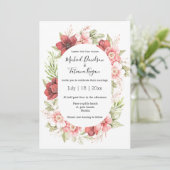 Invitation aquarelle rose rouge floral été mariage de printem (Debout devant)