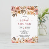 Invitation Aquarelle rose rouille Beige Fête des mariées fleu (Debout devant)