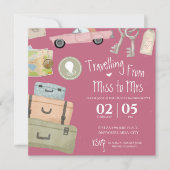 Invitation Aquarelle rose roulette voyage douche nuptiale (Devant)