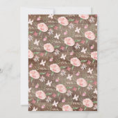 Invitation Aquarelle rose rustique Baby shower floral (Dos)