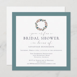 Invitation Aquarelle rose Sage Vert Fête des mariées de couro