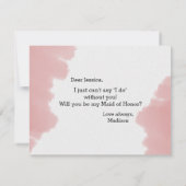 Invitation Aquarelle rose serez-vous ma femme d'honneur (Dos)