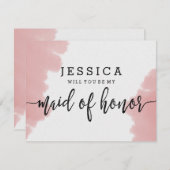 Invitation Aquarelle rose serez-vous ma femme d'honneur (Devant / Derrière)