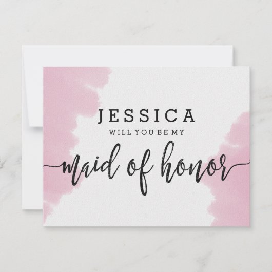 Invitation Aquarelle rose serez-vous ma femme d'honneur (Devant)