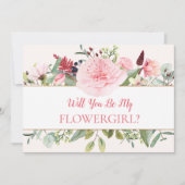 Invitation Aquarelle Rose Serez-Vous Ma Fille Fleur (Devant)