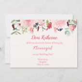 Invitation Aquarelle Rose Serez-Vous Ma Fille Fleur (Dos)