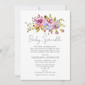 Invitation Aquarelle rose simple Fleur fille saupoudrée (Devant)