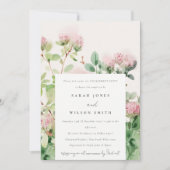 Invitation Aquarelle rose subtile Fiançailles de jardin fleur (Devant)