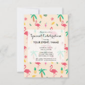 Invitation Aquarelle rose tendance tropical flamingo floral (Devant)