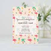 Invitation Aquarelle rose tendance tropical flamingo floral (Debout devant)