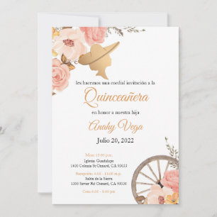 Invitation aquarelle rose tendre Charra, rose