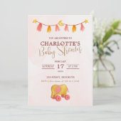 Invitation Aquarelle rose thème Baby shower moderne (Debout devant)