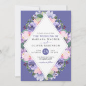 Invitation Aquarelle rose très peri violet Mariage floral (Devant)