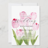 Invitation Aquarelle rose tulipe (Devant)
