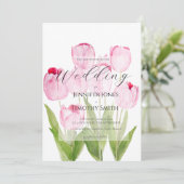 Invitation Aquarelle rose tulipe (Debout devant)